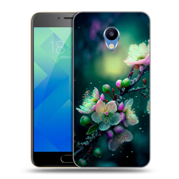 Силиконовый чехол на Meizu M5 с принтом Цветы и мрамор