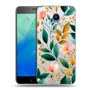 Силиконовый чехол на Meizu M5 с принтом Цветы паттерн
