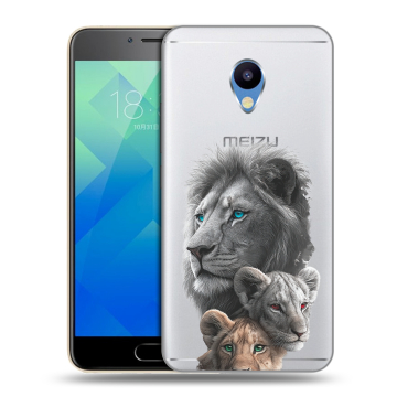 Силиконовый чехол на Meizu M5 с принтом Львы