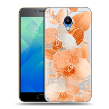 Силиконовый чехол на Meizu M5 с принтом Бежевые цветы
