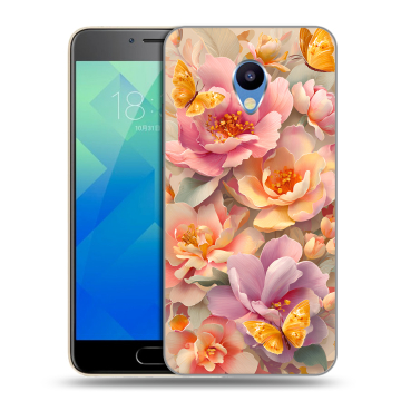 Силиконовый чехол на Meizu M5 с принтом Цветы и бабочки