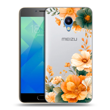 Силиконовый чехол на Meizu M5 с принтом Цветы принт