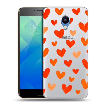 Силиконовый чехол на Meizu M5 с принтом Сердечки