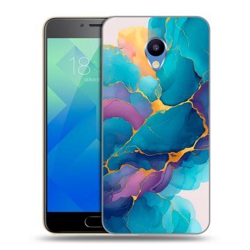 Силиконовый чехол на Meizu M5 с принтом Мрамор блестки