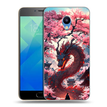 Силиконовый чехол на Meizu M5 с принтом Дракон Японский