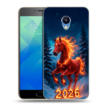 Силиконовый чехол на Meizu M5 с принтом Новый год коня