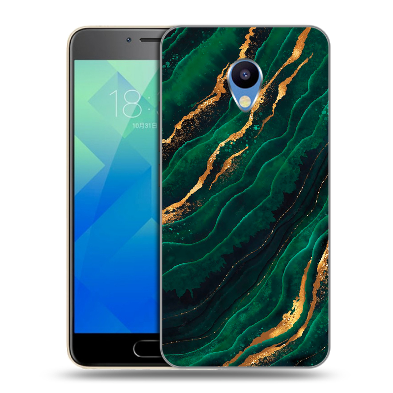 Силиконовый чехол на Meizu M5 с принтом Мрамор зеленое золото Силиконовый чехол на Meizu M5 с принтом Мрамор зеленое золото