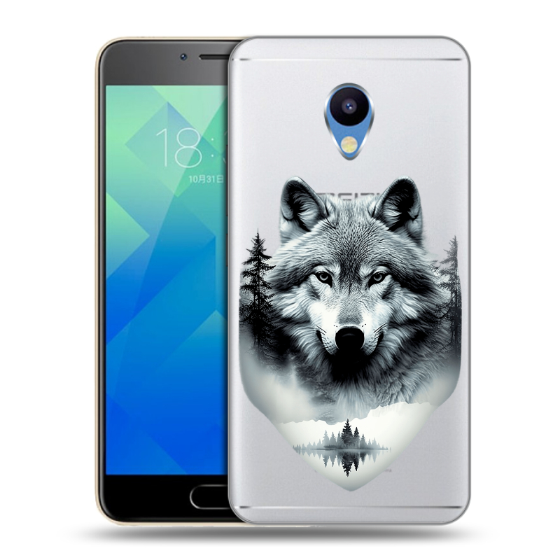 Силиконовый чехол на Meizu M5 с принтом Волк в лесу Силиконовый чехол на Meizu M5 с принтом Волк в лесу