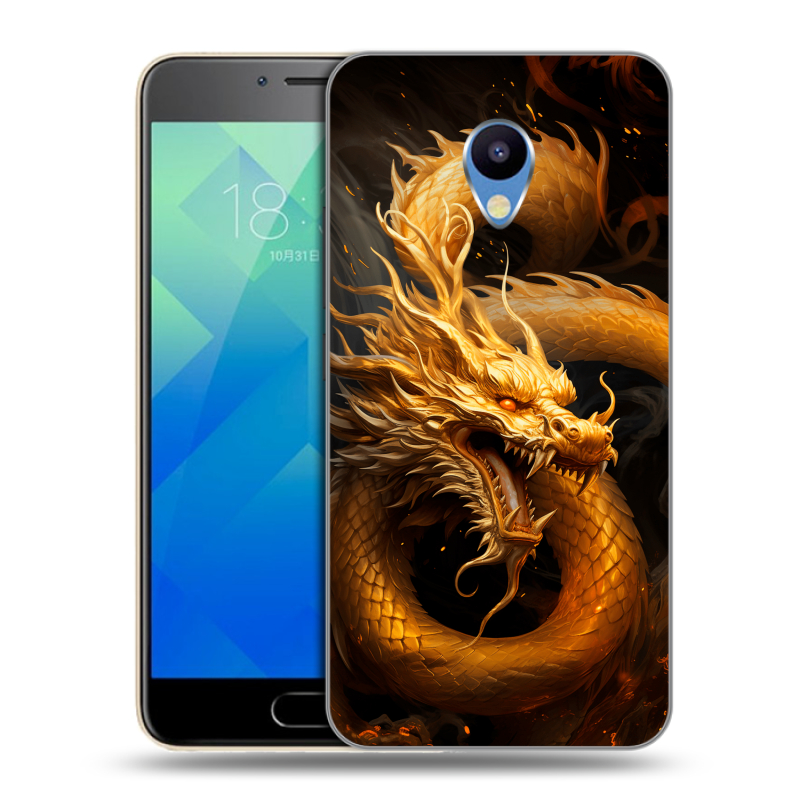 Силиконовый чехол на Meizu M5 с принтом Золотой дракон Силиконовый чехол на Meizu M5 с принтом Золотой дракон