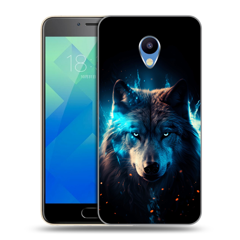 Пластиковый чехол на Meizu M5 с принтом Волк ночной Пластиковый чехол на Meizu M5 с принтом Волк ночной