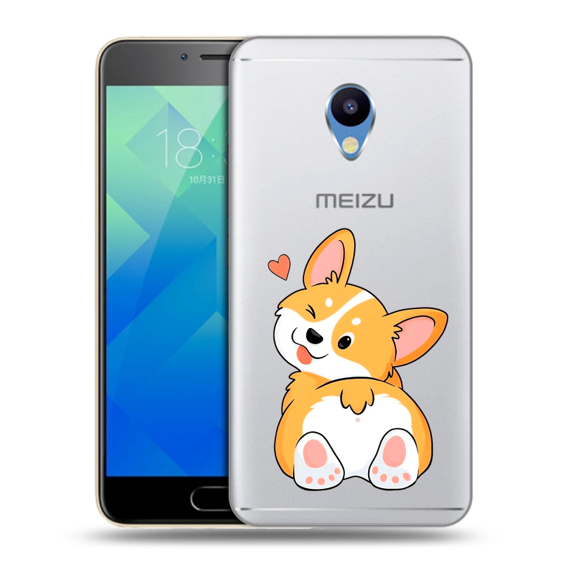 Силиконовый чехол на Meizu M5 с принтом Корги Силиконовый чехол на Meizu M5 с принтом Корги