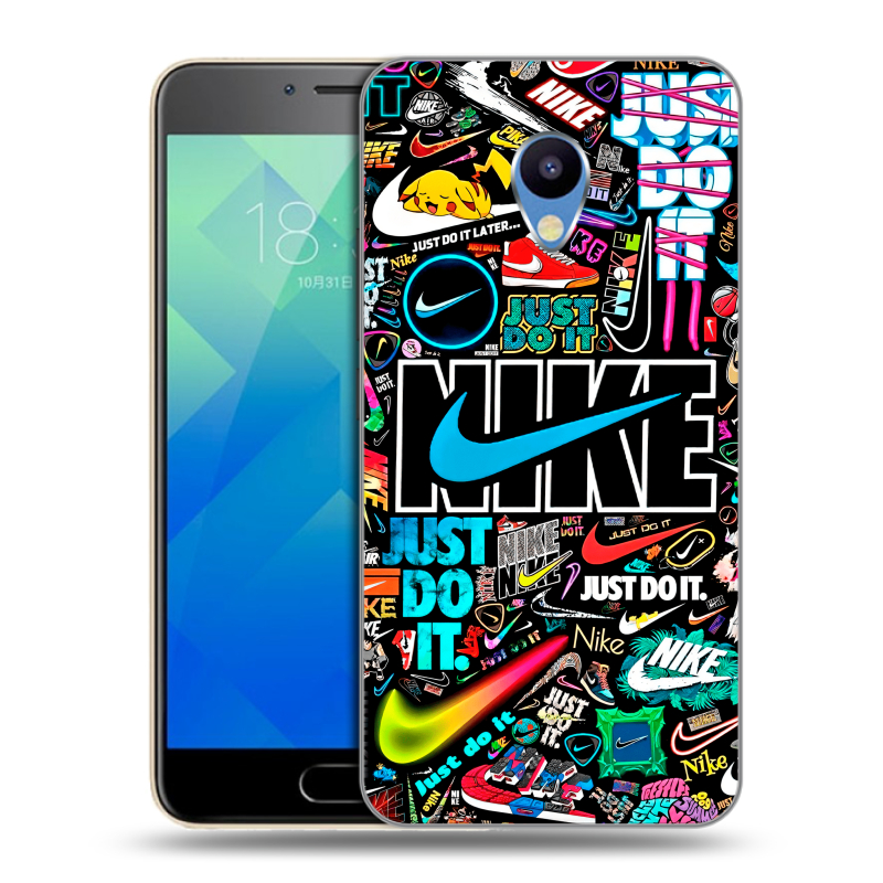 Силиконовый чехол на Meizu M5 с принтом найк nike черный Силиконовый чехол на Meizu M5 с принтом найк nike черный