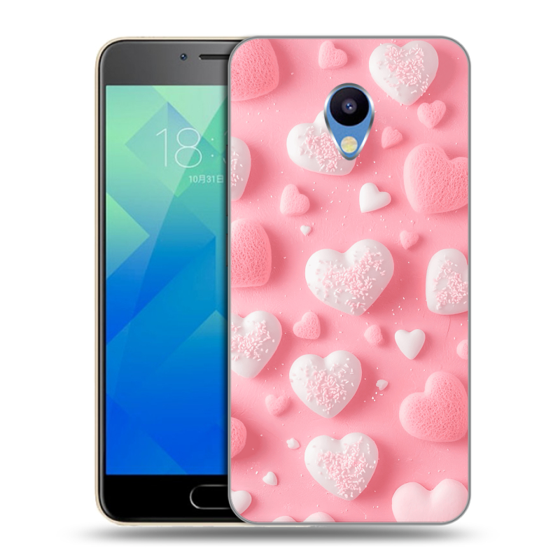 Силиконовый чехол на Meizu M5 с принтом Сердечки Силиконовый чехол на Meizu M5 с принтом Сердечки