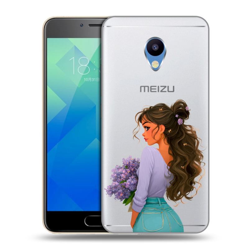 Силиконовый чехол на Meizu M5 с принтом девушка цветы Силиконовый чехол на Meizu M5 с принтом девушка цветы