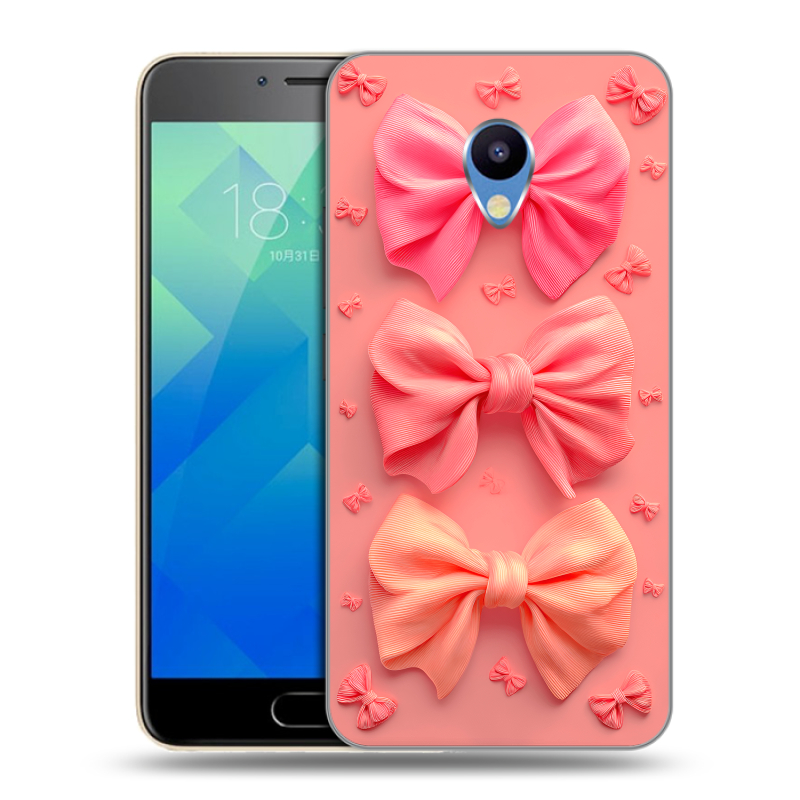 Пластиковый чехол на Meizu M5 с принтом Розовые бантики Пластиковый чехол на Meizu M5 с принтом Розовые бантики