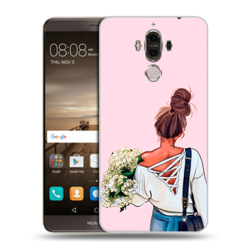 Пластиковый чехол на Huawei Mate 9 с принтом Девушка и букет Пластиковый чехол на Huawei Mate 9 с принтом Девушка и букет