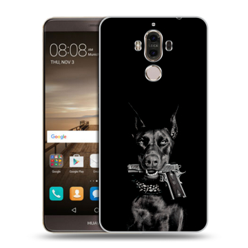 Пластиковый чехол на Huawei Mate 9 с принтом Доберман и пистолет Пластиковый чехол на Huawei Mate 9 с принтом Доберман и пистолет