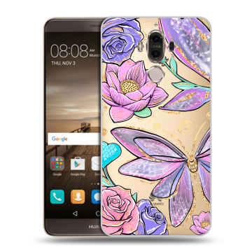 Пластиковый чехол на Huawei Mate 9 с принтом Бабочки и цветы Пластиковый чехол на Huawei Mate 9 с принтом Бабочки и цветы