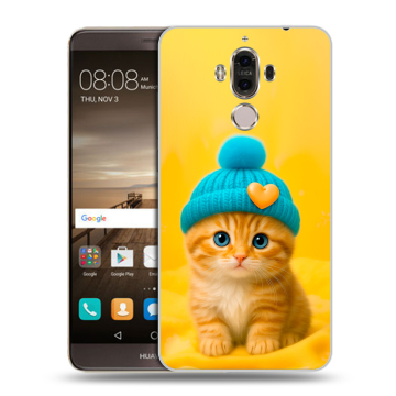 Пластиковый чехол на Huawei Mate 9 с принтом Котенок в шапке