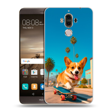 Пластиковый чехол на Huawei Mate 9 с принтом Корги на скейте Пластиковый чехол на Huawei Mate 9 с принтом Корги на скейте