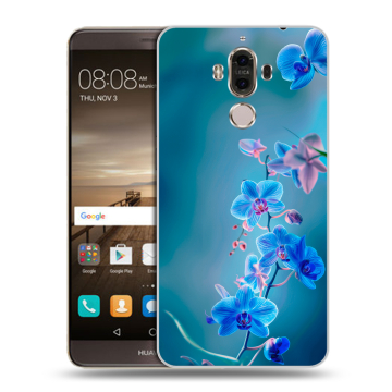 Пластиковый чехол на Huawei Mate 9 с принтом Голубые цветы Пластиковый чехол на Huawei Mate 9 с принтом Голубые цветы
