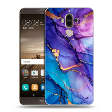 Пластиковый чехол на Huawei Mate 9 с принтом синий мрамор Пластиковый чехол на Huawei Mate 9 с принтом синий мрамор