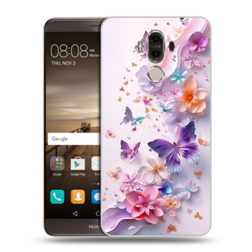 Пластиковый чехол на Huawei Mate 9 с принтом цветы бабочки