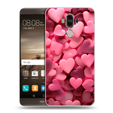 Пластиковый чехол на Huawei Mate 9 с принтом розовые сердечки Пластиковый чехол на Huawei Mate 9 с принтом розовые сердечки