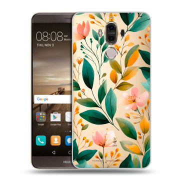 Пластиковый чехол на Huawei Mate 9 с принтом Цветы паттерн Пластиковый чехол на Huawei Mate 9 с принтом Цветы паттерн