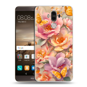 Пластиковый чехол на Huawei Mate 9 с принтом Цветы и бабочки Пластиковый чехол на Huawei Mate 9 с принтом Цветы и бабочки