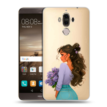 Пластиковый чехол на Huawei Mate 9 с принтом девушка цветы Пластиковый чехол на Huawei Mate 9 с принтом девушка цветы