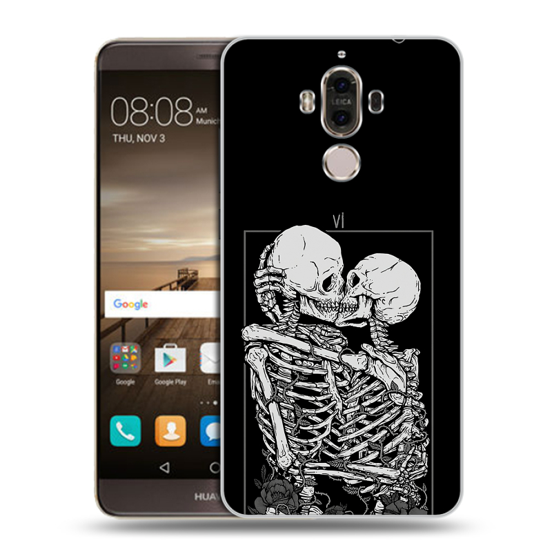 Пластиковый чехол на Huawei Mate 9 с принтом Поцелуй скелетов Пластиковый чехол на Huawei Mate 9 с принтом Поцелуй скелетов