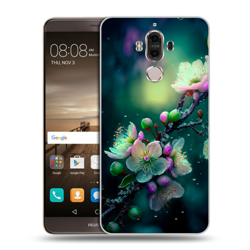 Пластиковый чехол на Huawei Mate 9 с принтом Цветы и мрамор Пластиковый чехол на Huawei Mate 9 с принтом Цветы и мрамор