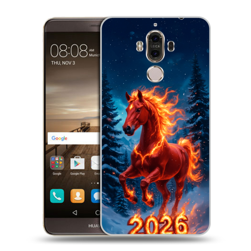 Пластиковый чехол на Huawei Mate 9 с принтом Новый год коня Пластиковый чехол на Huawei Mate 9 с принтом Новый год коня