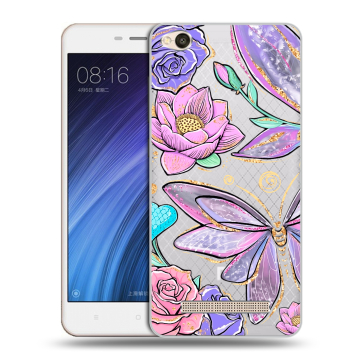 Силиконовый чехол на Xiaomi RedMi 4A с принтом Бабочки и цветы