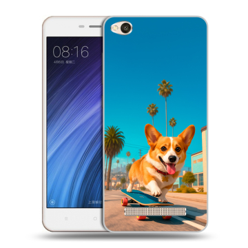 Силиконовый чехол на Xiaomi RedMi 4A с принтом Корги на скейте