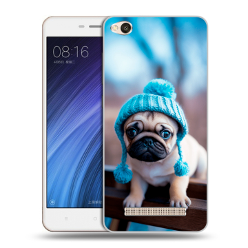 Силиконовый чехол на Xiaomi RedMi 4A с принтом Мопс в шапке Силиконовый чехол на Xiaomi RedMi 4A с принтом Мопс в шапке