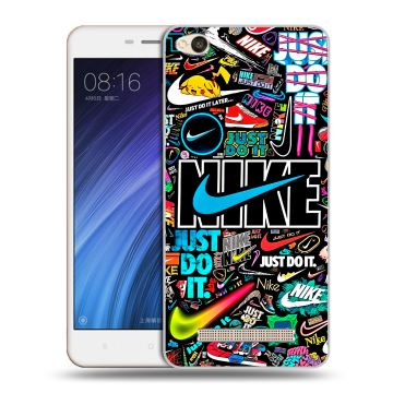 Силиконовый чехол на Xiaomi RedMi 4A с принтом найк nike черный