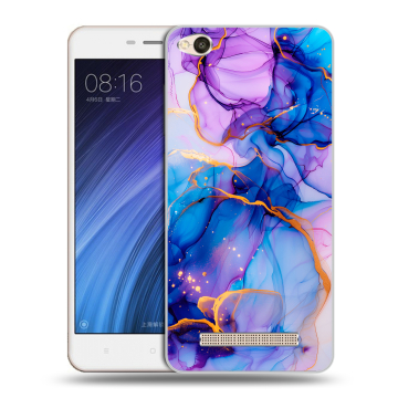 Силиконовый чехол на Xiaomi RedMi 4A с принтом синий мрамор