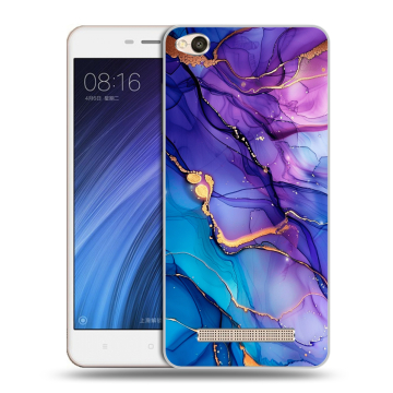 Силиконовый чехол на Xiaomi RedMi 4A с принтом синий мрамор