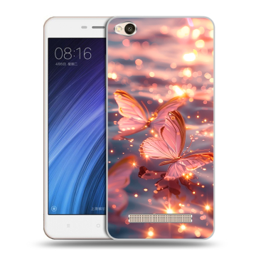 Силиконовый чехол на Xiaomi RedMi 4A с принтом бабочки розовые