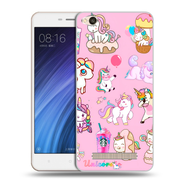 Силиконовый чехол на Xiaomi RedMi 4A с принтом розовые единороги