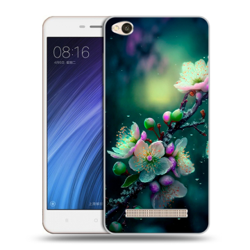 Силиконовый чехол на Xiaomi RedMi 4A с принтом Цветы и мрамор