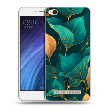 Силиконовый чехол на Xiaomi RedMi 4A с принтом Листья и золото Силиконовый чехол на Xiaomi RedMi 4A с принтом Листья и золото