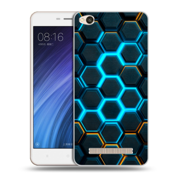 Силиконовый чехол на Xiaomi RedMi 4A с принтом Неоновые соты Силиконовый чехол на Xiaomi RedMi 4A с принтом Неоновые соты