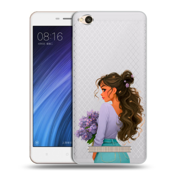 Силиконовый чехол на Xiaomi RedMi 4A с принтом девушка цветы Силиконовый чехол на Xiaomi RedMi 4A с принтом девушка цветы