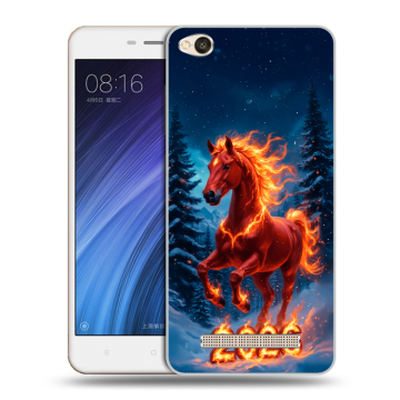 Силиконовый чехол на Xiaomi RedMi 4A с принтом Новый год коня Силиконовый чехол на Xiaomi RedMi 4A с принтом Новый год коня