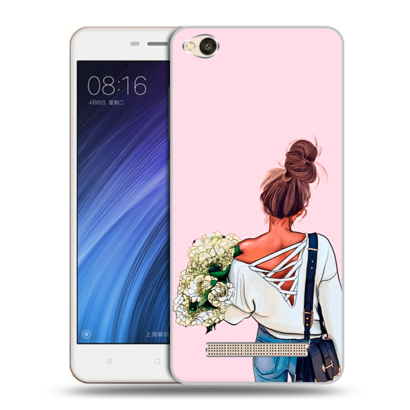 Пластиковый чехол на Xiaomi RedMi 4A с принтом Девушка и букет Пластиковый чехол на Xiaomi RedMi 4A с принтом Девушка и букет