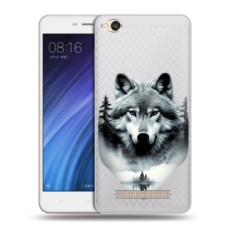 Пластиковый чехол на Xiaomi RedMi 4A с принтом Волк в лесу Пластиковый чехол на Xiaomi RedMi 4A с принтом Волк в лесу