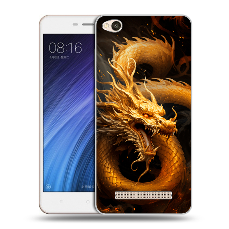 Пластиковый чехол на Xiaomi RedMi 4A с принтом Золотой дракон Пластиковый чехол на Xiaomi RedMi 4A с принтом Золотой дракон